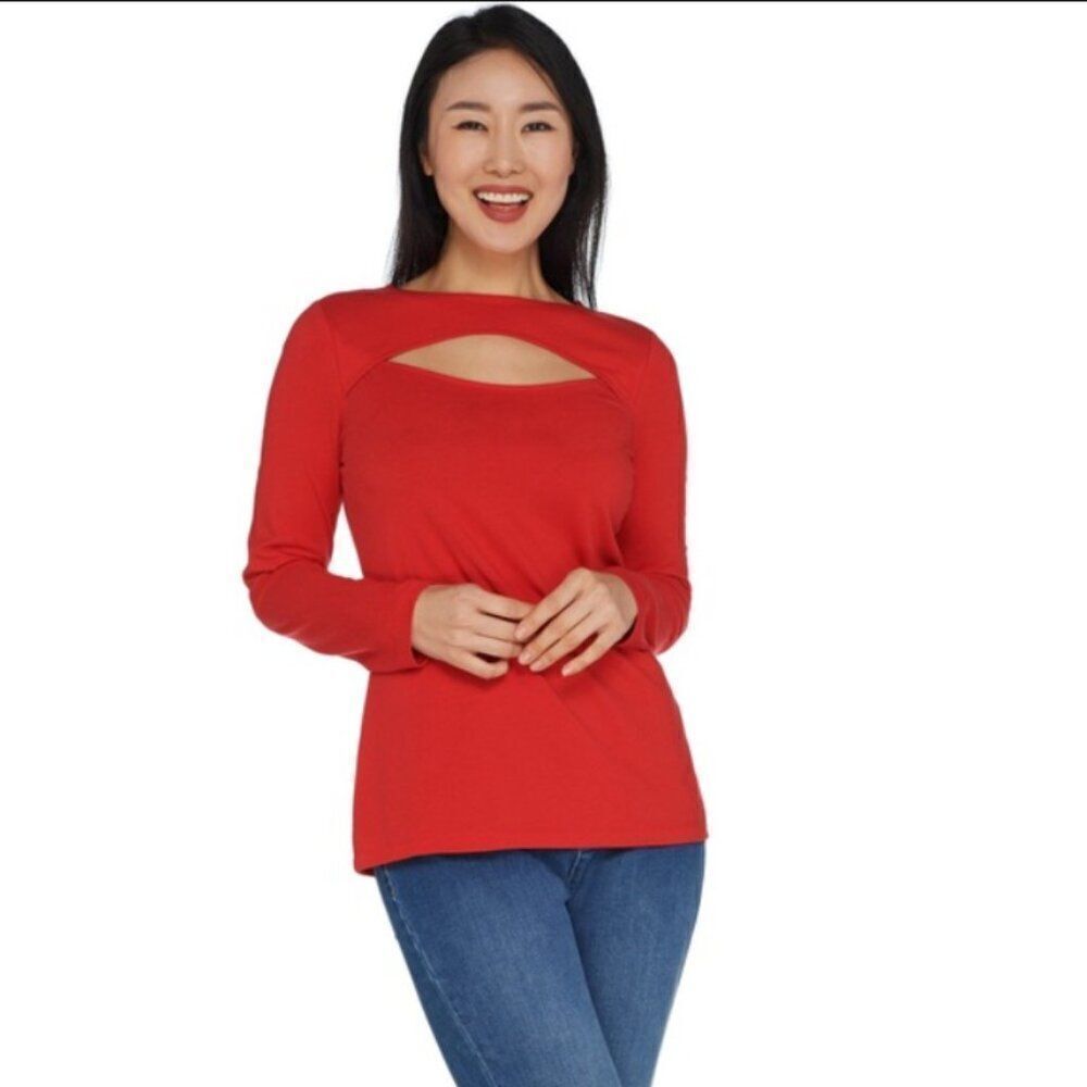 New G.I.L.I. Long Sleeve Open Keyhole Top | Size L